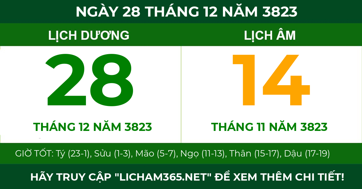 lịch âm ngày 28 tháng 12 năm 3823