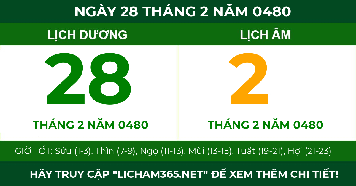 lịch âm ngày 28 tháng 2 năm 0480