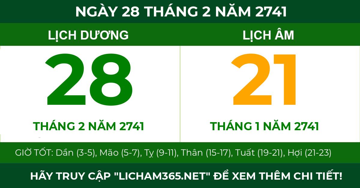 lịch âm ngày 28 tháng 2 năm 2741
