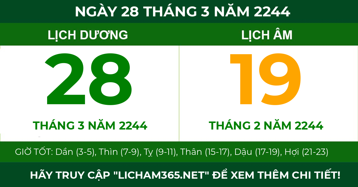 lịch âm ngày 28 tháng 3 năm 2244