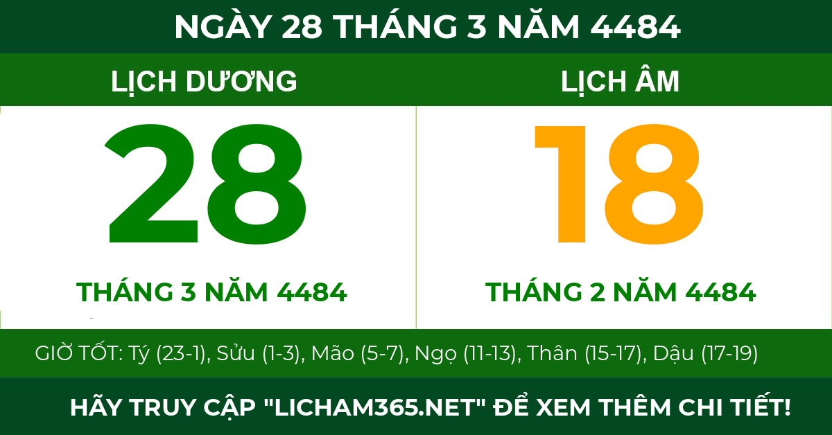 lịch âm ngày 28 tháng 3 năm 4484