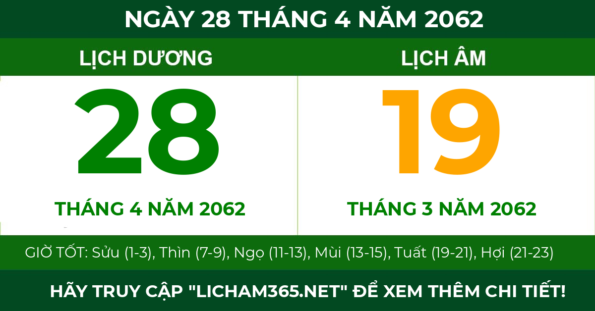 lịch âm ngày 28 tháng 4 năm 2062