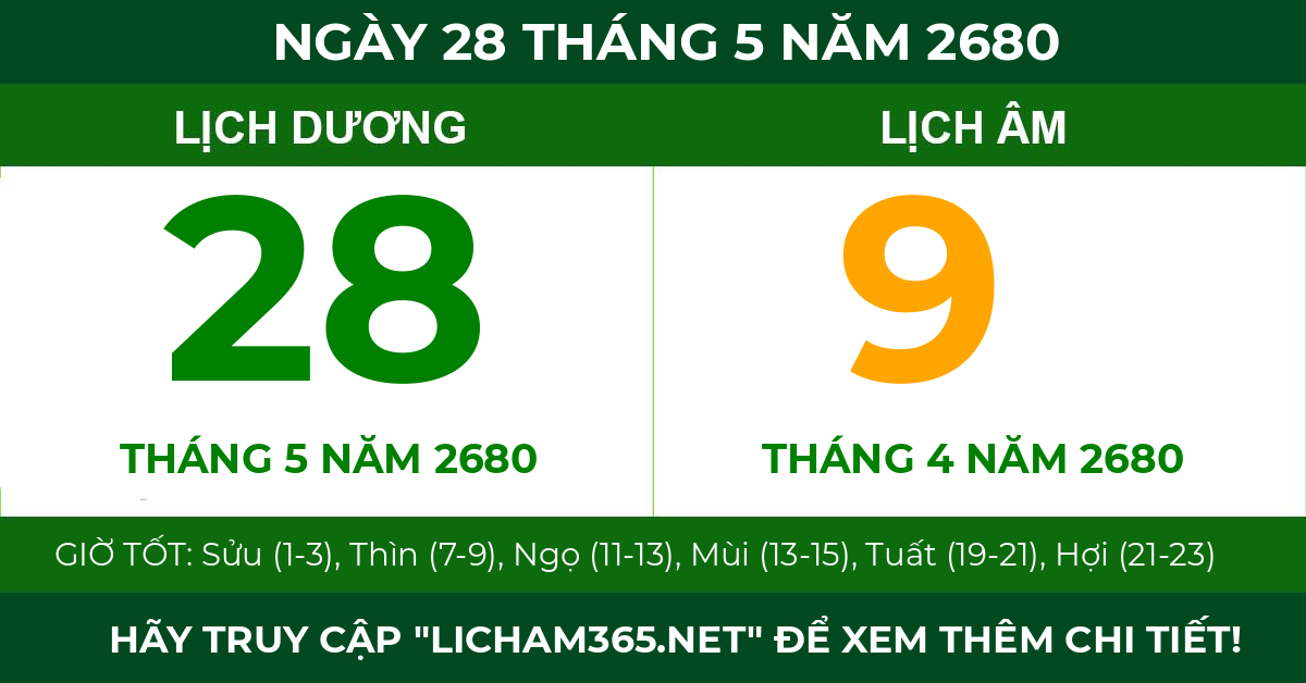 lịch âm ngày 28 tháng 5 năm 2680