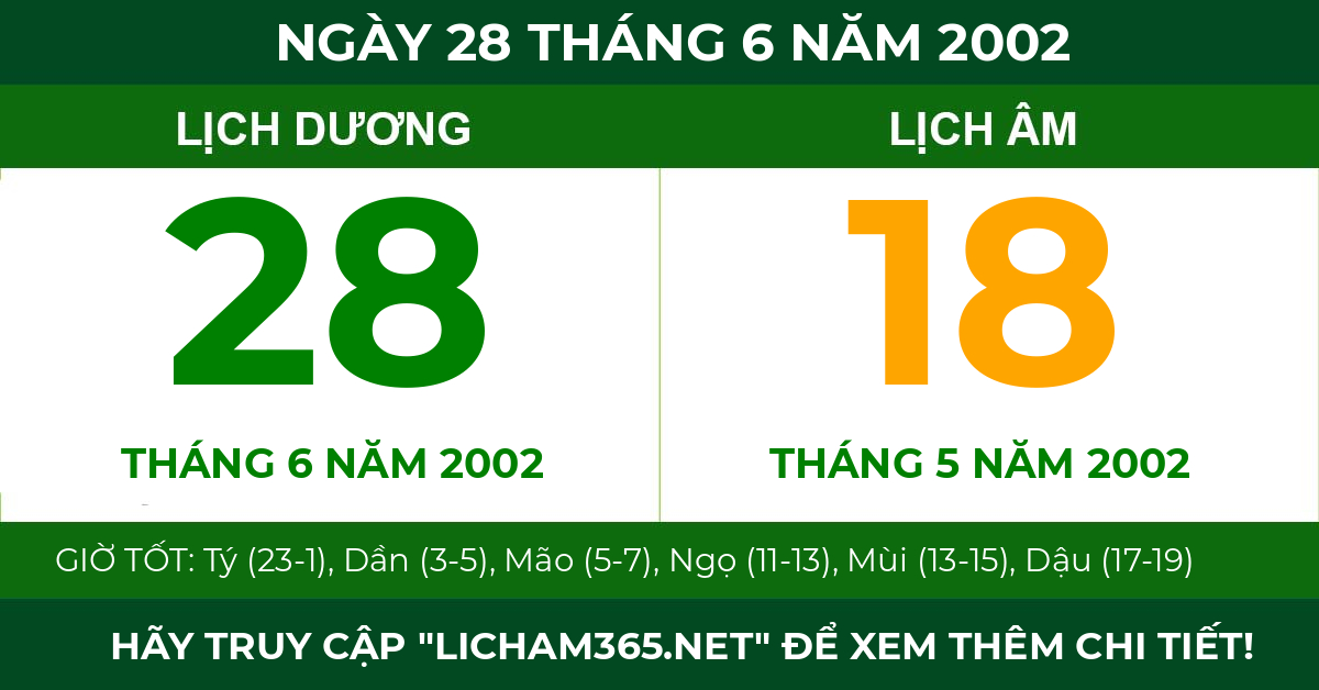 lịch âm ngày 28 tháng 6 năm 2002