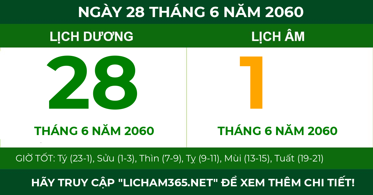 lịch âm ngày 28 tháng 6 năm 2060