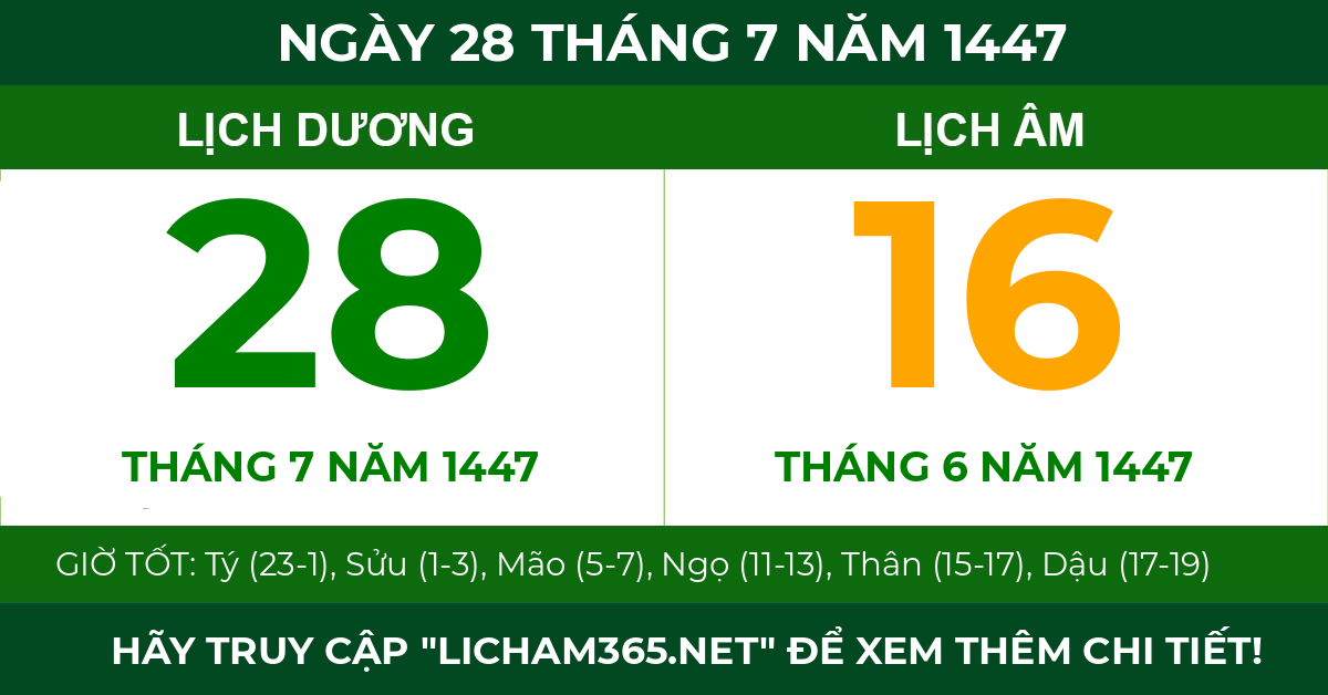 lịch âm ngày 28 tháng 7 năm 1447