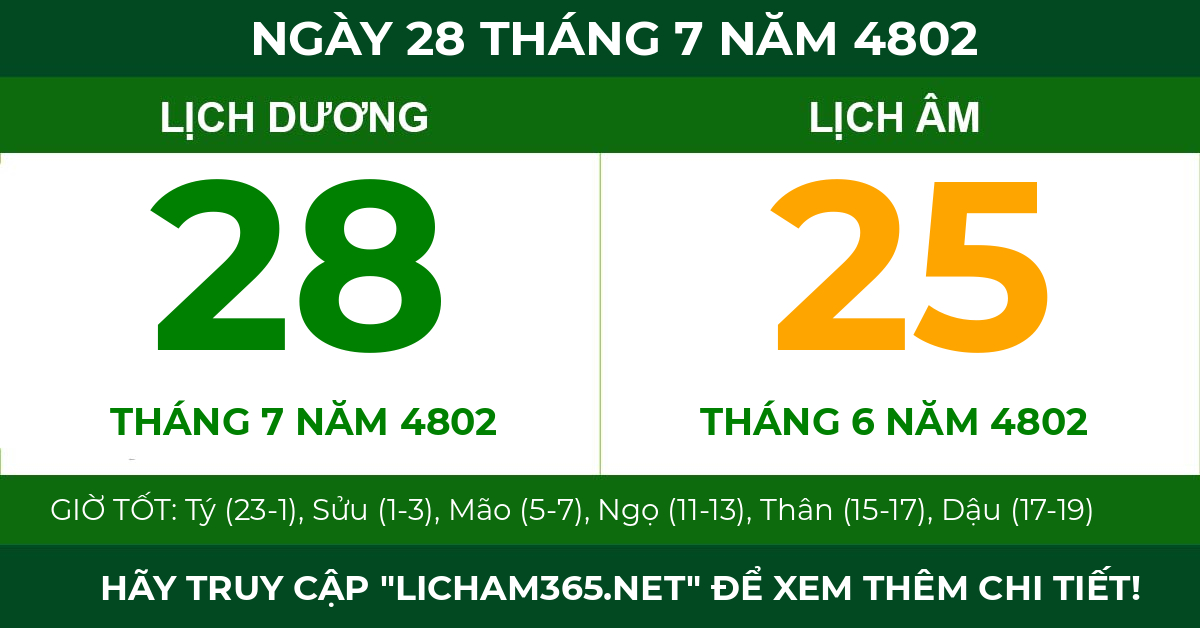 lịch âm ngày 28 tháng 7 năm 4802