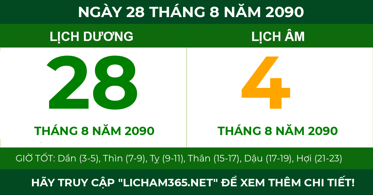 lịch âm ngày 28 tháng 8 năm 2090
