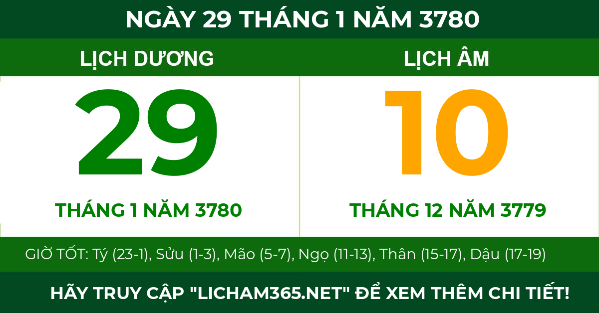 lịch âm ngày 29 tháng 1 năm 3780