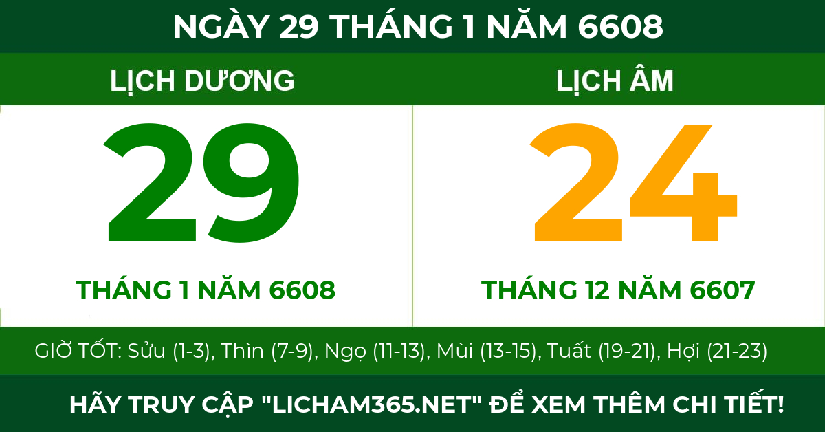 lịch âm ngày 29 tháng 1 năm 6608