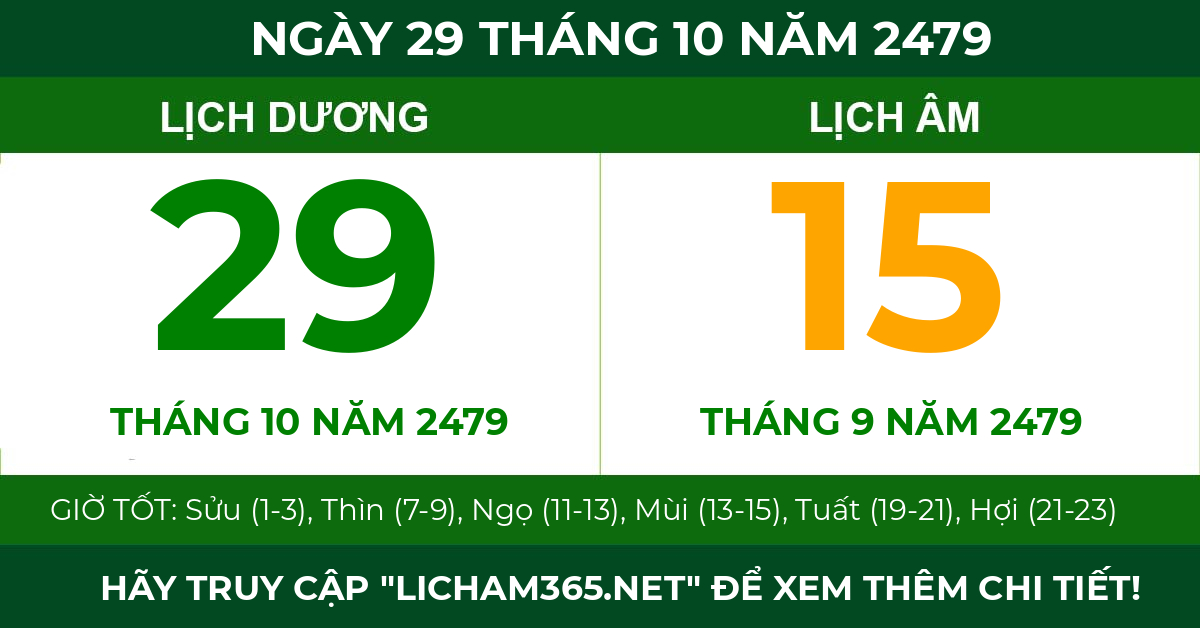 lịch âm ngày 29 tháng 10 năm 2479