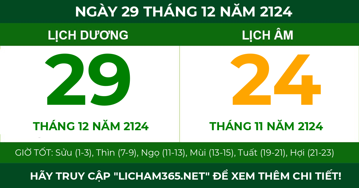 lịch âm ngày 29 tháng 12 năm 2124