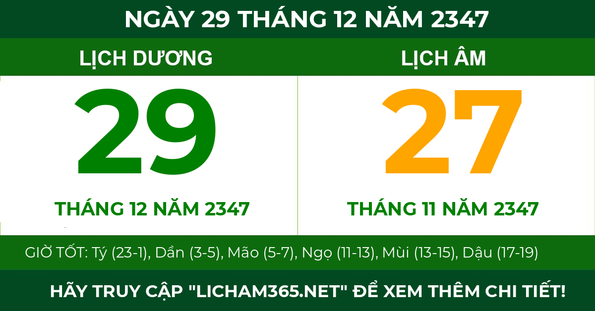 lịch âm ngày 29 tháng 12 năm 2347