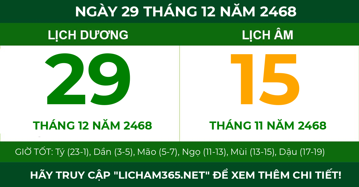 lịch âm ngày 29 tháng 12 năm 2468