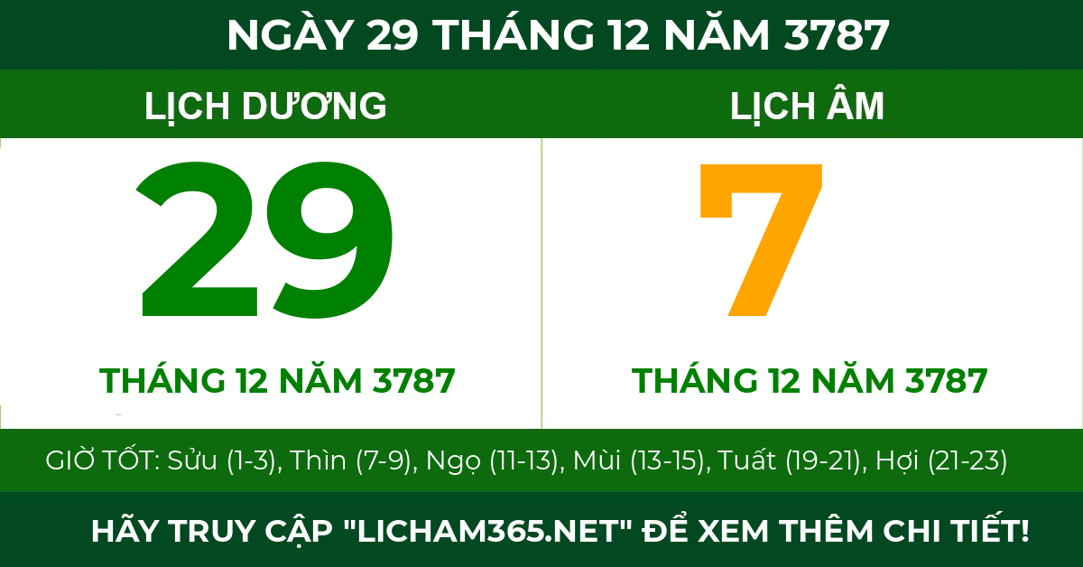 lịch âm ngày 29 tháng 12 năm 3787