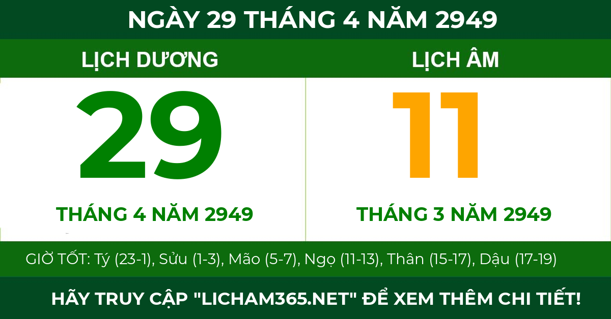 lịch âm ngày 29 tháng 4 năm 2949
