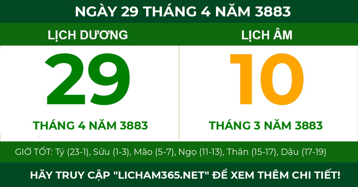 lịch âm ngày 29 tháng 4 năm 3883