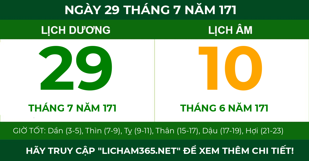 lịch âm ngày 29 tháng 7 năm 171