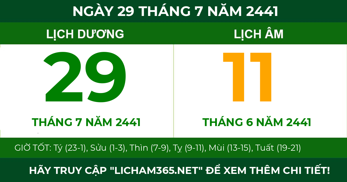 lịch âm ngày 29 tháng 7 năm 2441