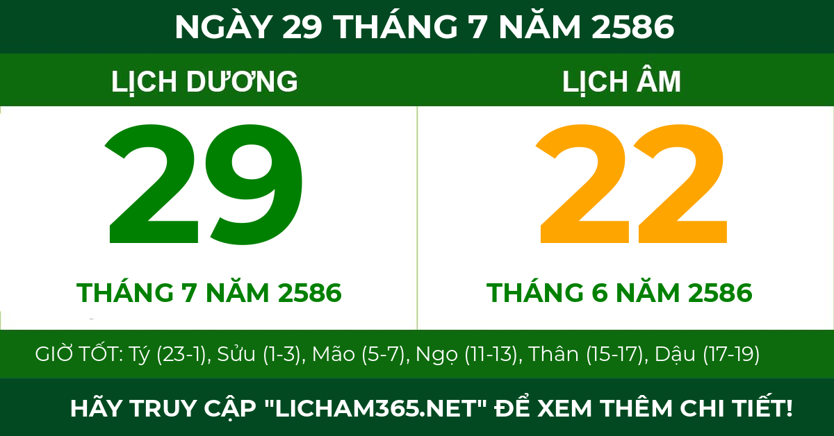 lịch âm ngày 29 tháng 7 năm 2586