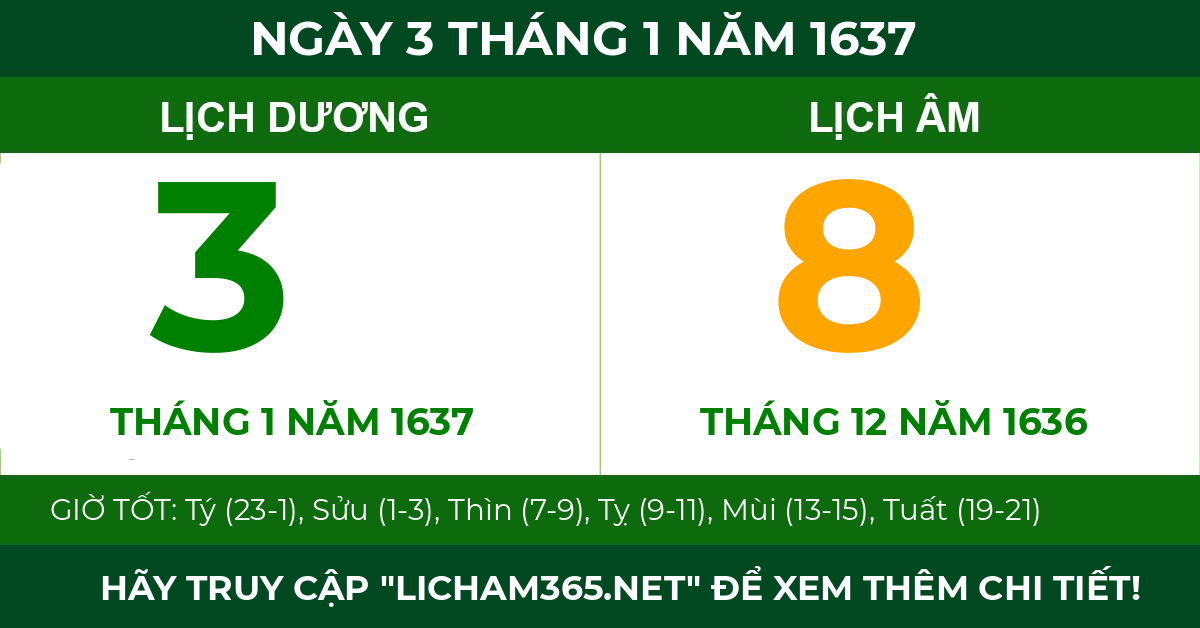 lịch âm ngày 3 tháng 1 năm 1637