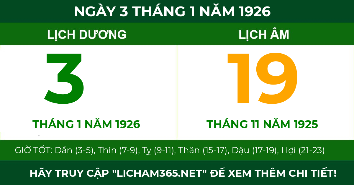 lịch âm ngày 3 tháng 1 năm 1926