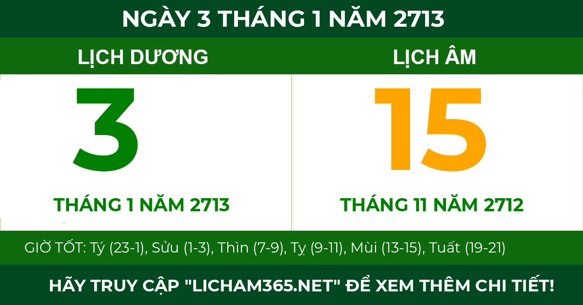 lịch âm ngày 3 tháng 1 năm 2713