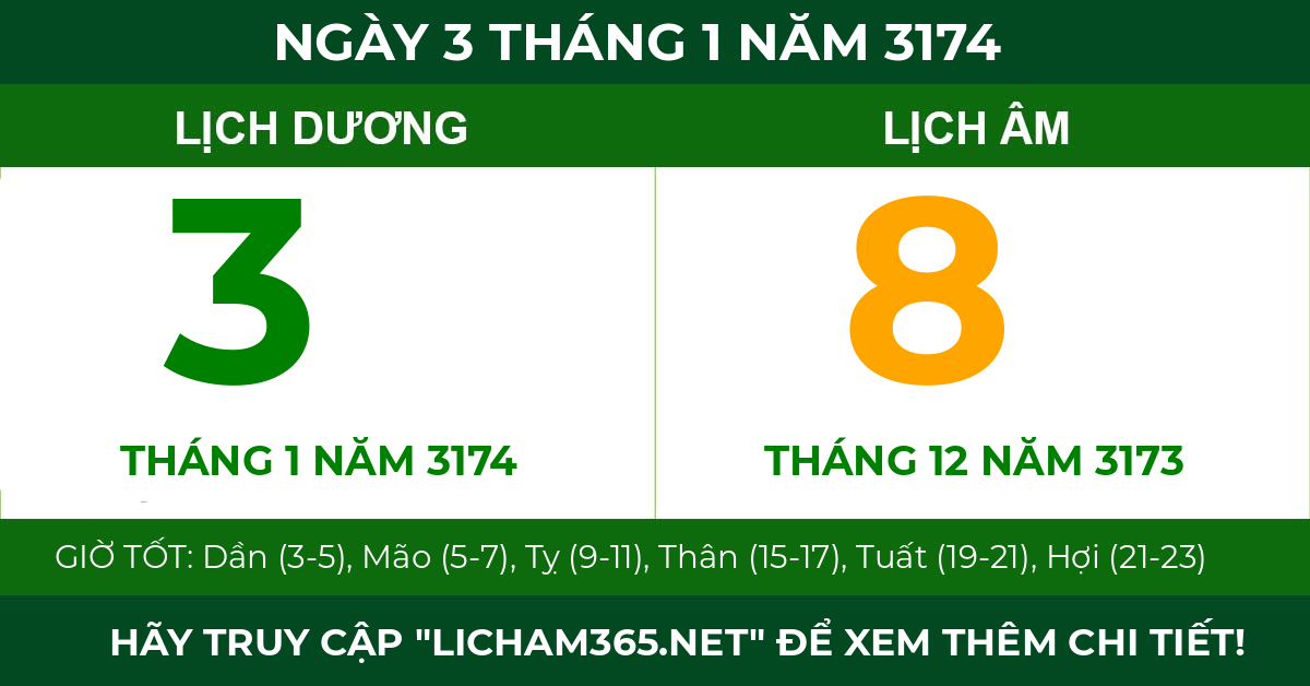 lịch âm ngày 3 tháng 1 năm 3174