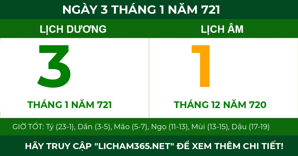 lịch âm ngày 3 tháng 1 năm 721