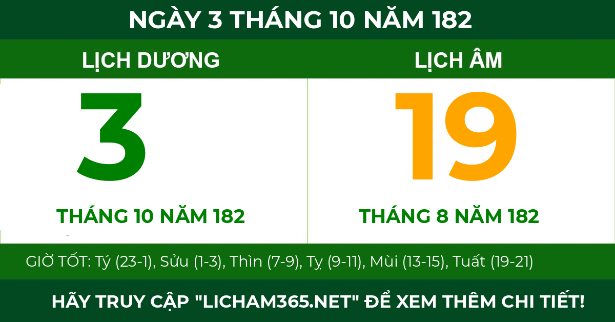 lịch âm ngày 3 tháng 10 năm 182