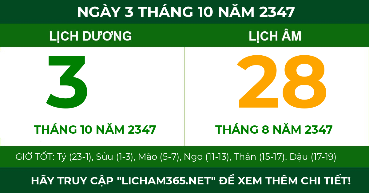 lịch âm ngày 3 tháng 10 năm 2347