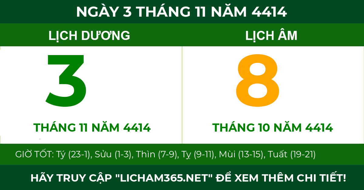 lịch âm ngày 3 tháng 11 năm 4414
