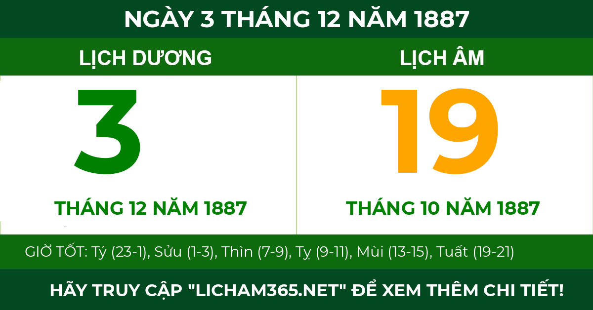 lịch âm ngày 3 tháng 12 năm 1887