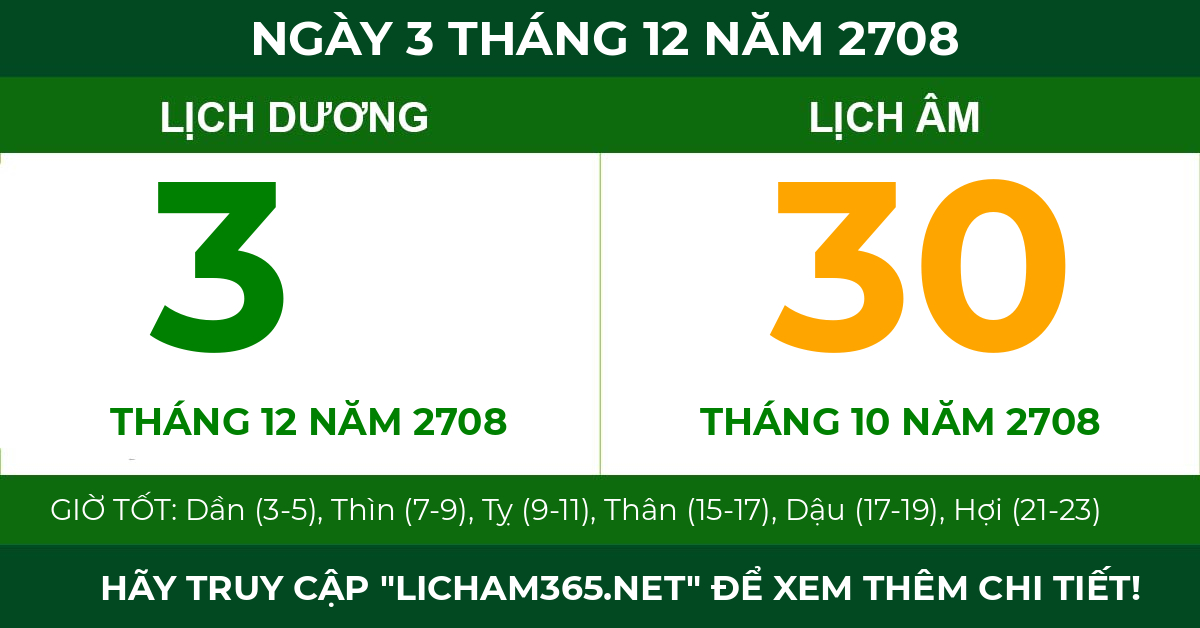 lịch âm ngày 3 tháng 12 năm 2708