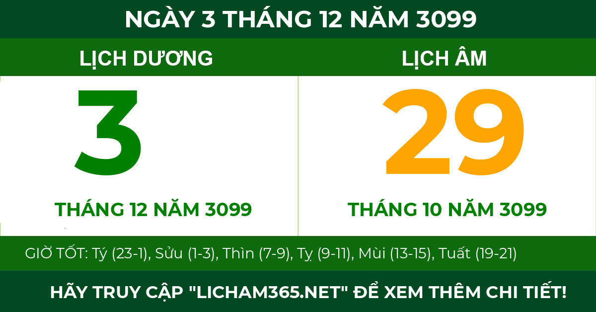 lịch âm ngày 3 tháng 12 năm 3099
