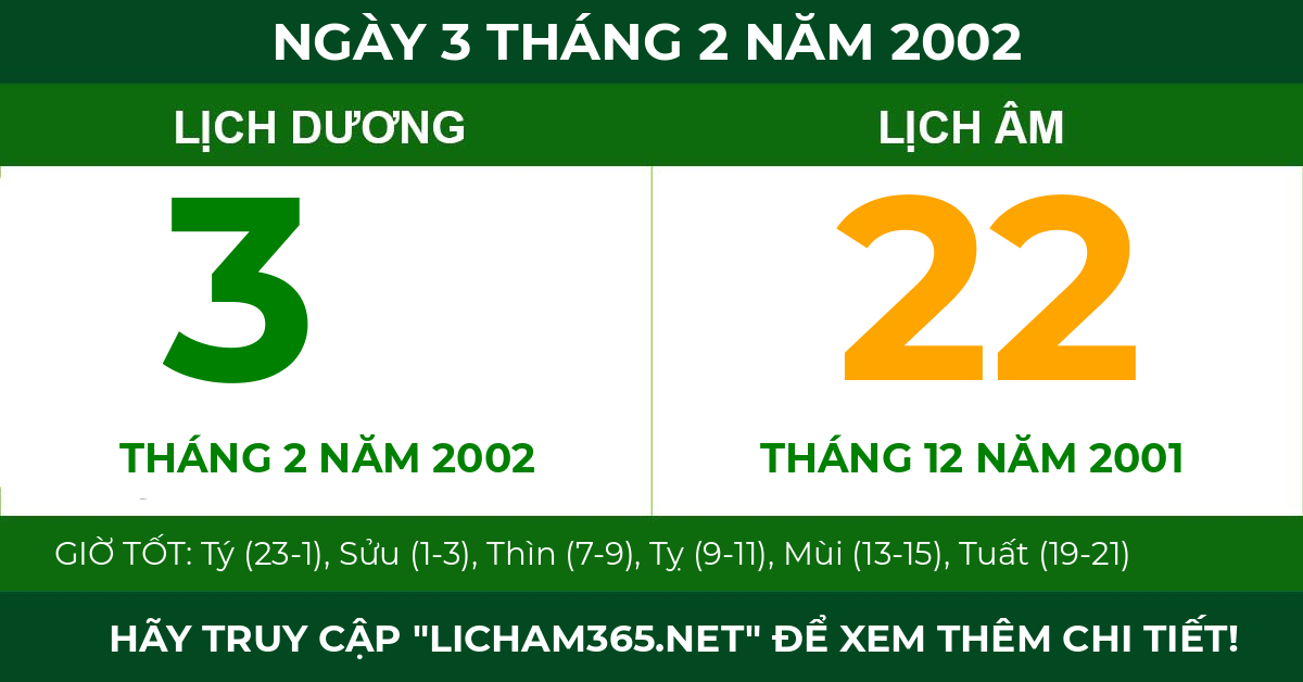 lịch âm ngày 3 tháng 2 năm 2002