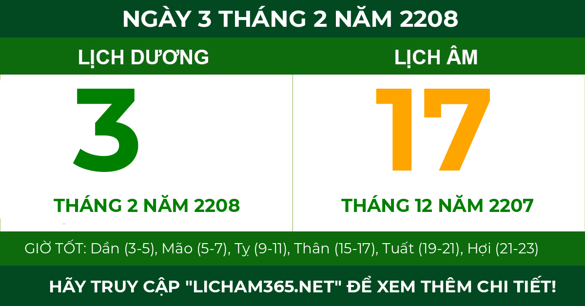 lịch âm ngày 3 tháng 2 năm 2208