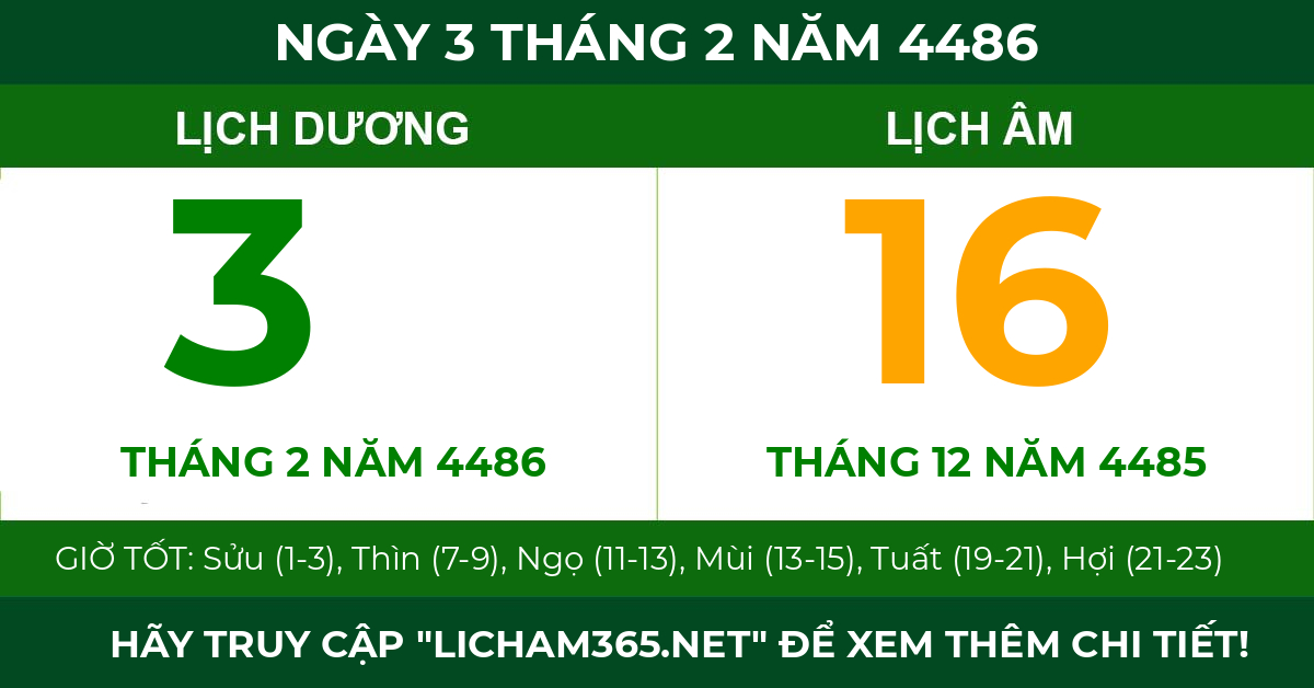 lịch âm ngày 3 tháng 2 năm 4486