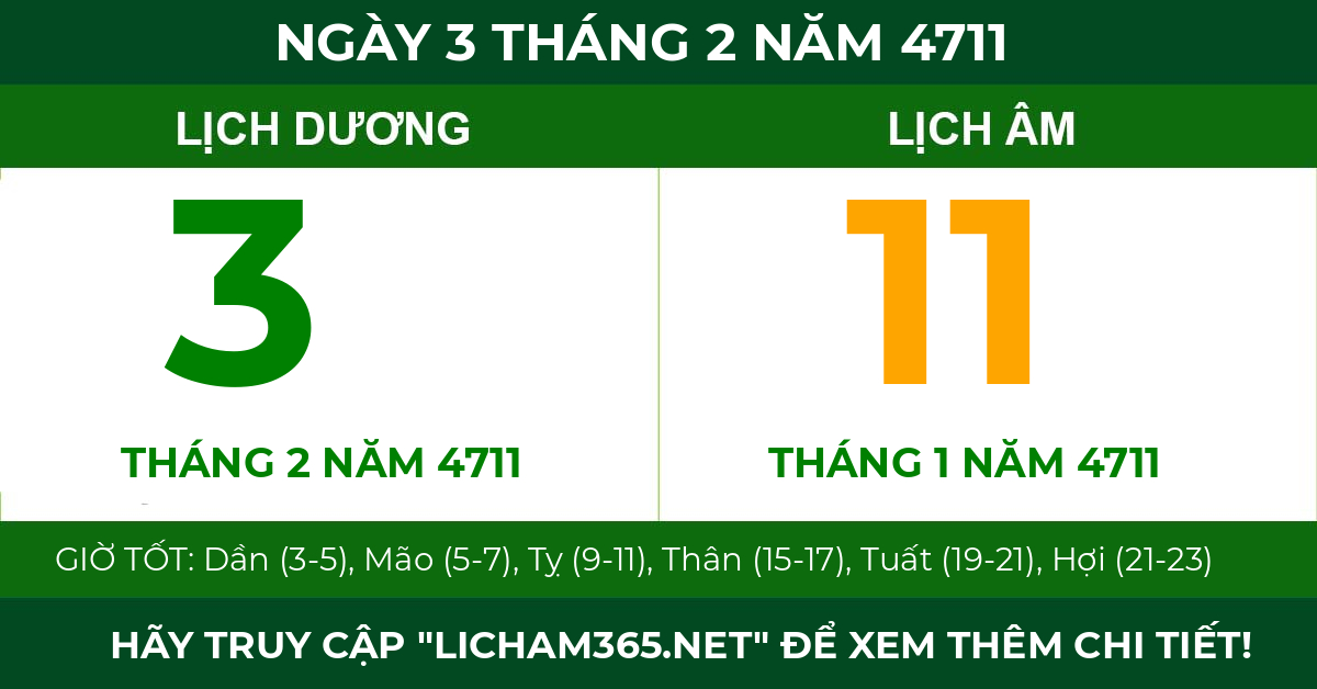 lịch âm ngày 3 tháng 2 năm 4711