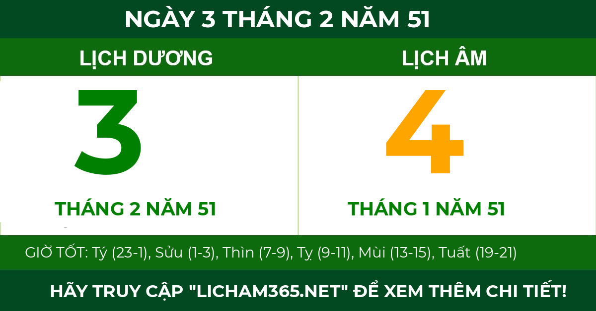 lịch âm ngày 3 tháng 2 năm 51