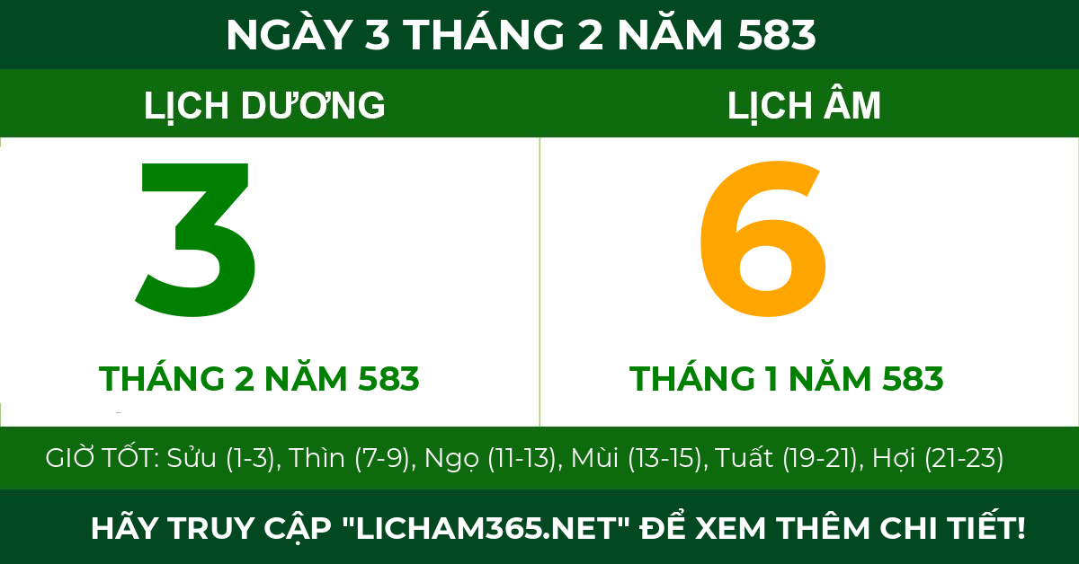 lịch âm ngày 3 tháng 2 năm 583