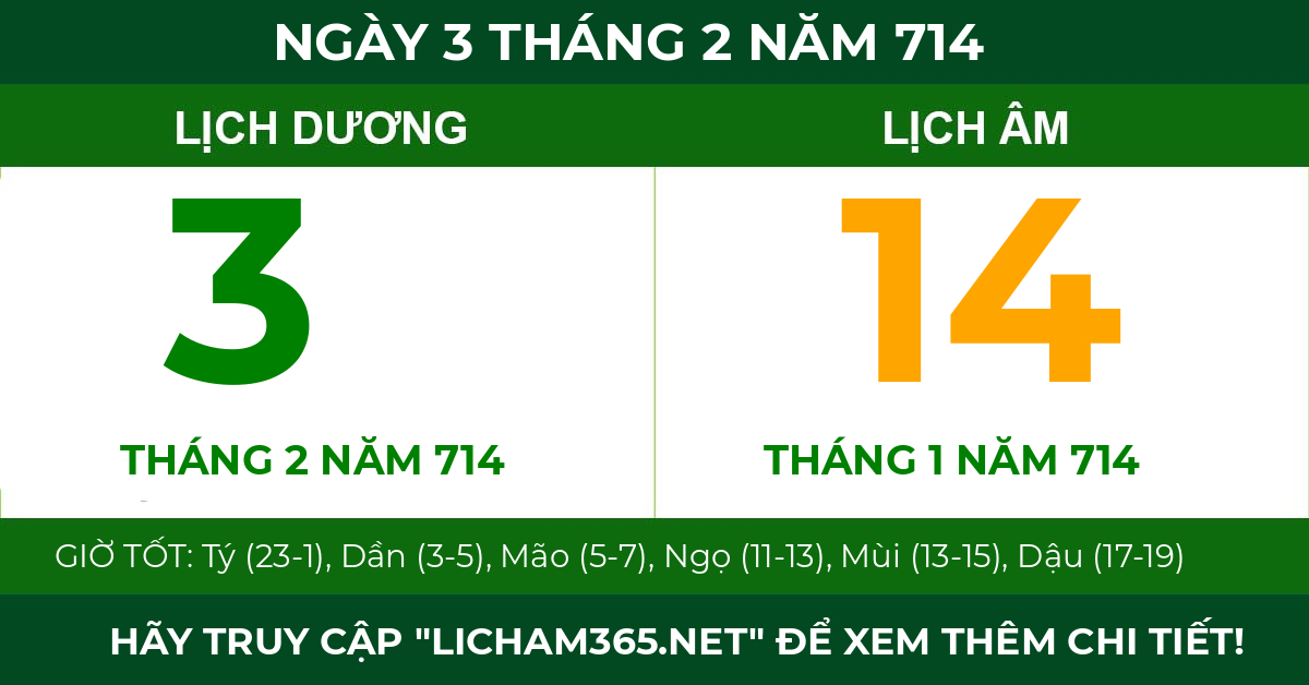 lịch âm ngày 3 tháng 2 năm 714