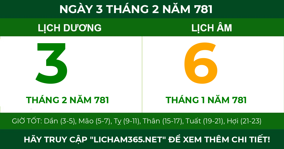 lịch âm ngày 3 tháng 2 năm 781