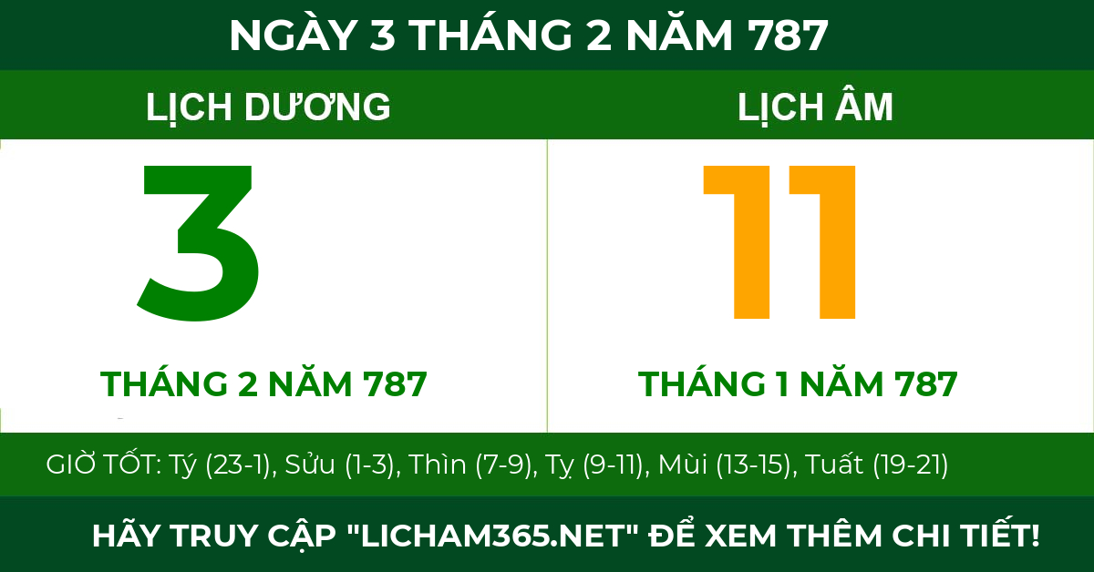 lịch âm ngày 3 tháng 2 năm 787