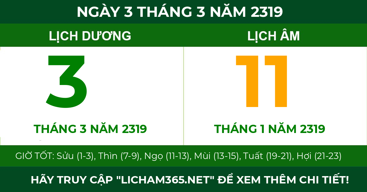 lịch âm ngày 3 tháng 3 năm 2319