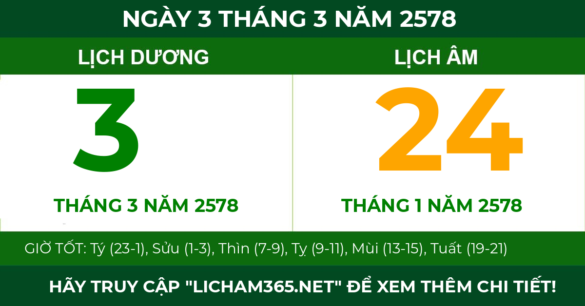 lịch âm ngày 3 tháng 3 năm 2578