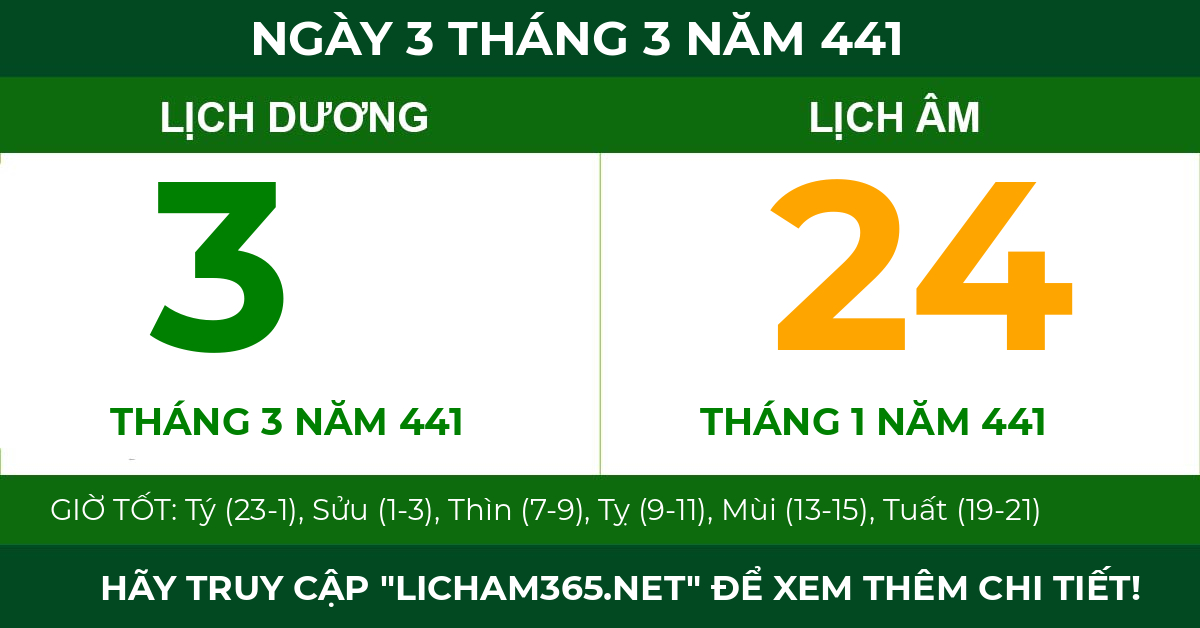 lịch âm ngày 3 tháng 3 năm 441