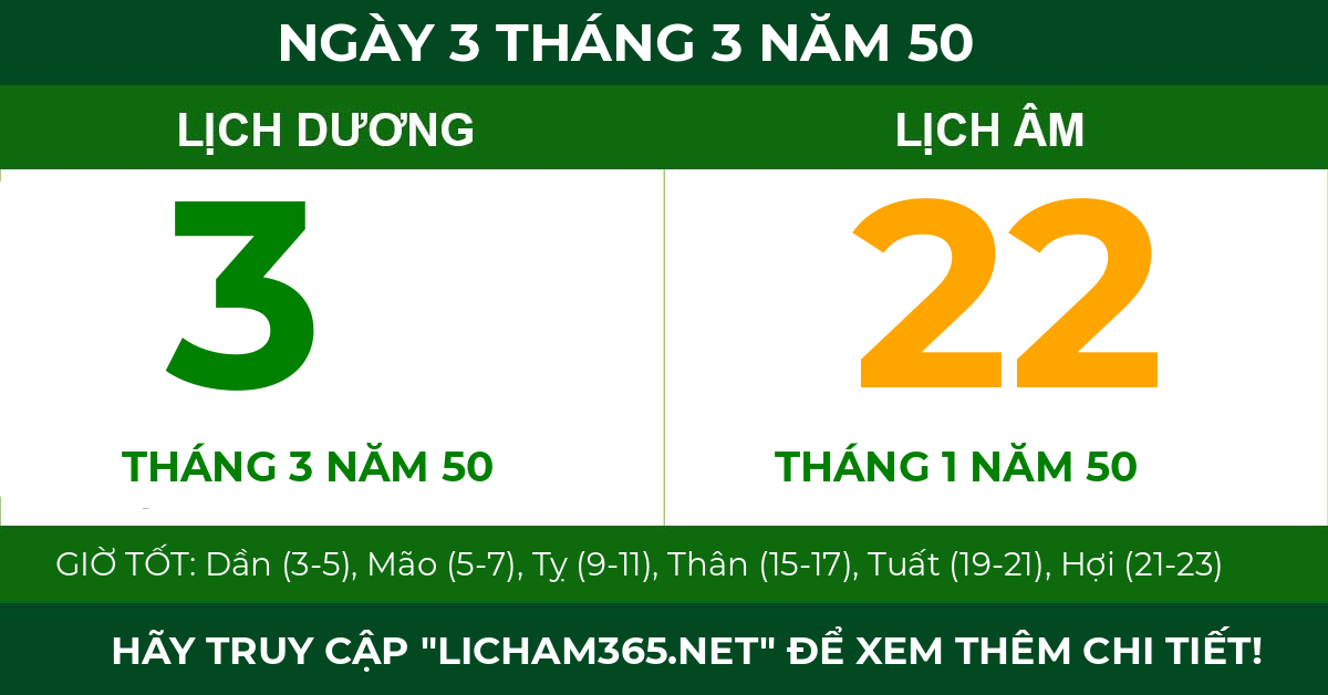 lịch âm ngày 3 tháng 3 năm 50