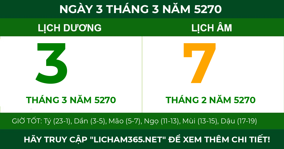 lịch âm ngày 3 tháng 3 năm 5270