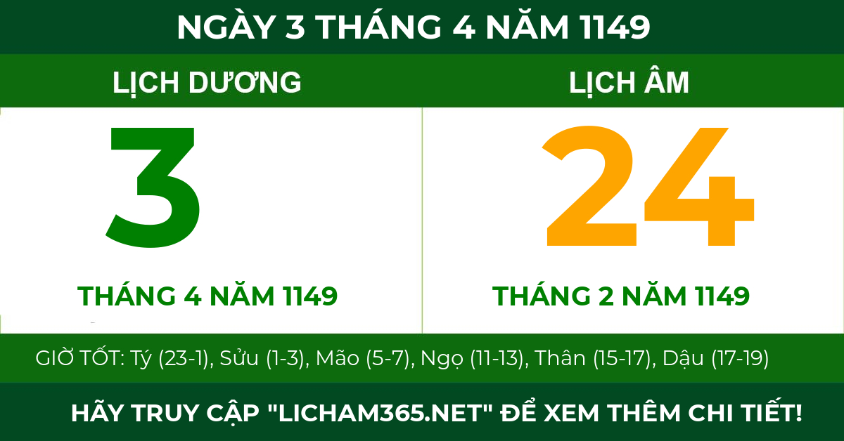 lịch âm ngày 3 tháng 4 năm 1149